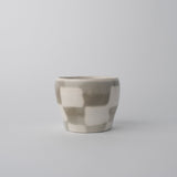 Disposable Cups: Cup 8cm 160ml Cream Grey Check Design