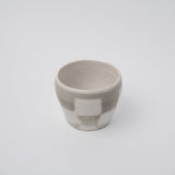Disposable Cups: Cup 8cm 160ml Cream Grey Check Design