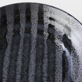 Pasta Bowl Flat 23cm Gloss Black Stripes On Gunmetal Black Glaze