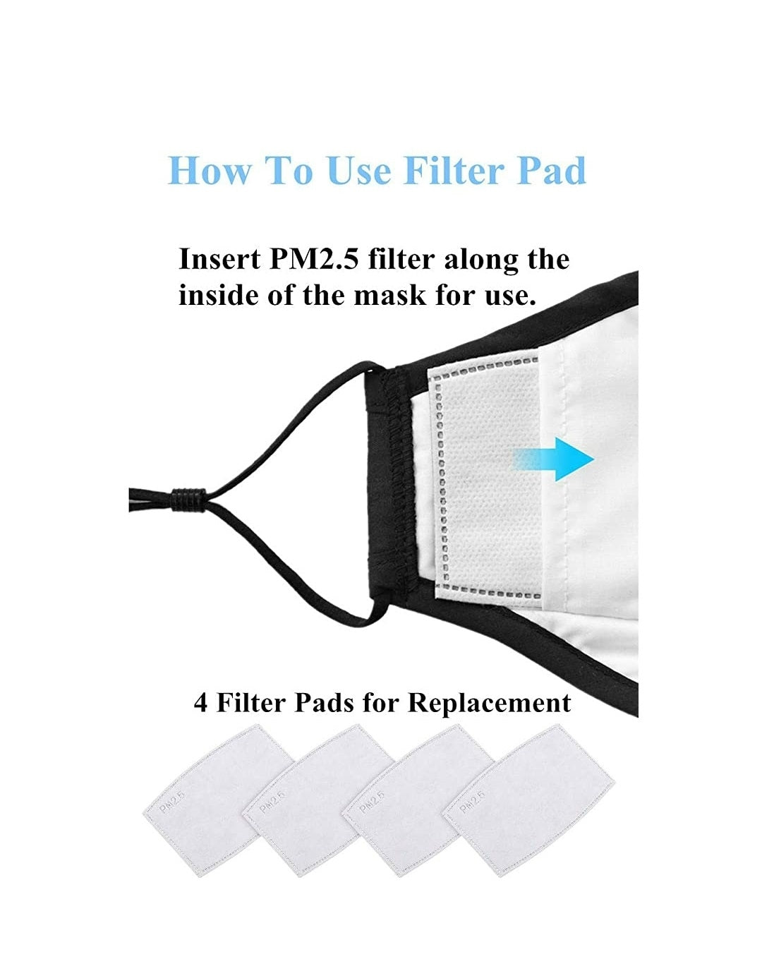 Protective Equipment: NEW Cotton Cloth Face Mask w 2 Filters Reusable Washable Adjustable 3Ply Black