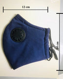 Skincare Masks & Peels: Reusable Cotton Cloth Face Mask w 2 PM2.5 Filters Adjustable w Breathing Valve 3Ply Blue