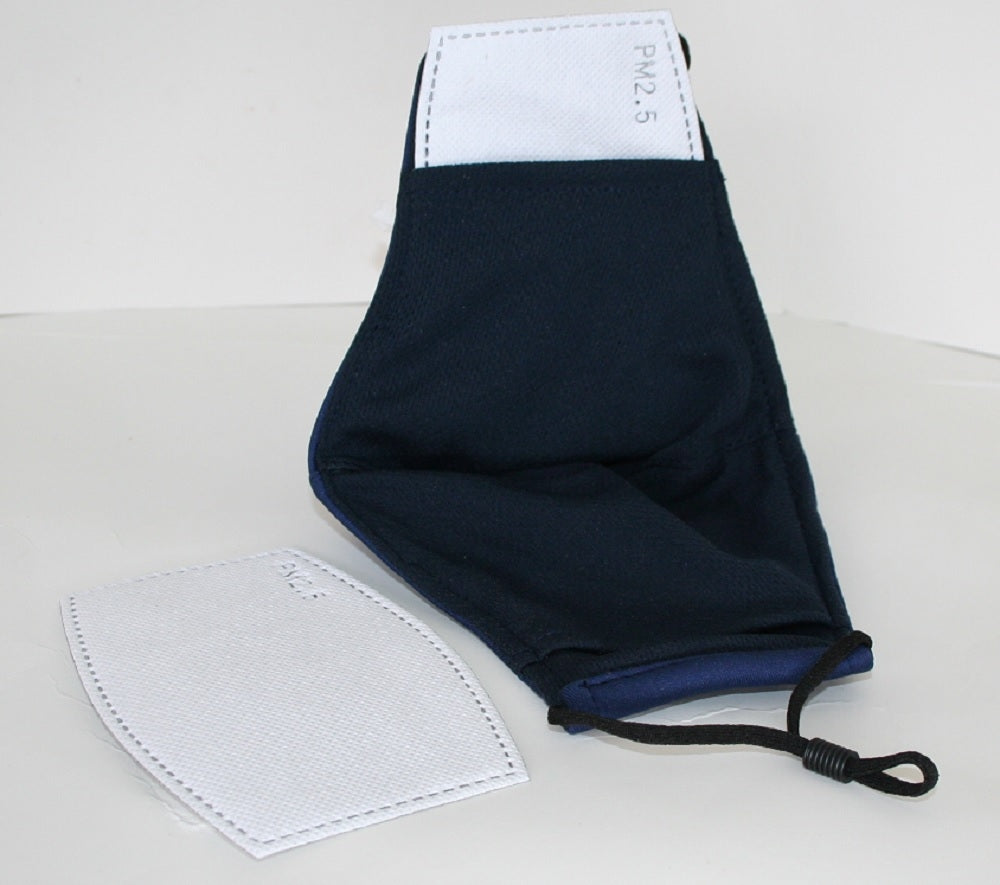 Skincare Masks & Peels: Reusable Cotton Cloth Face Mask w 2 PM2.5 Filters Adjustable w Breathing Valve 3Ply Blue