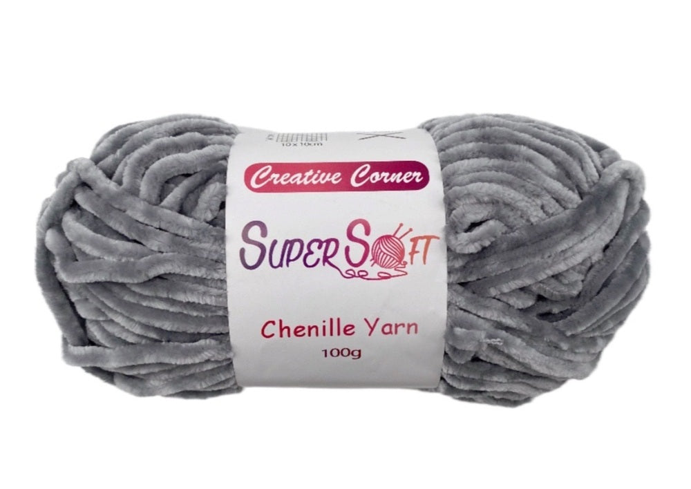 Blankets & Throws: bulk 12 Light Grey Super Soft Chenille Yarn 100G