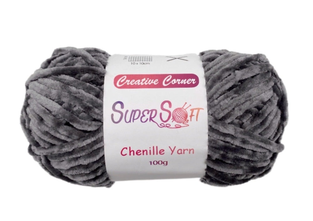 Blankets & Throws: bulk 12 Dark Grey Super Soft Chenille Yarn 100G