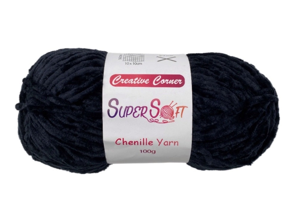 Blankets & Throws: bulk 12 Black Super Soft Chenille Yarn 100G