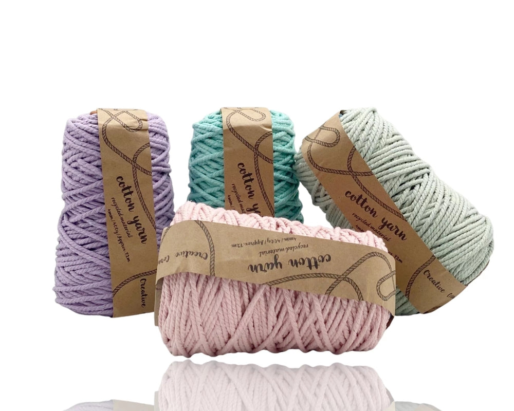 Quilts & Duvets: bulk 12 Macrame Cotton Yarn 72mtrs 4mm 400G Pastel Assort Knitting