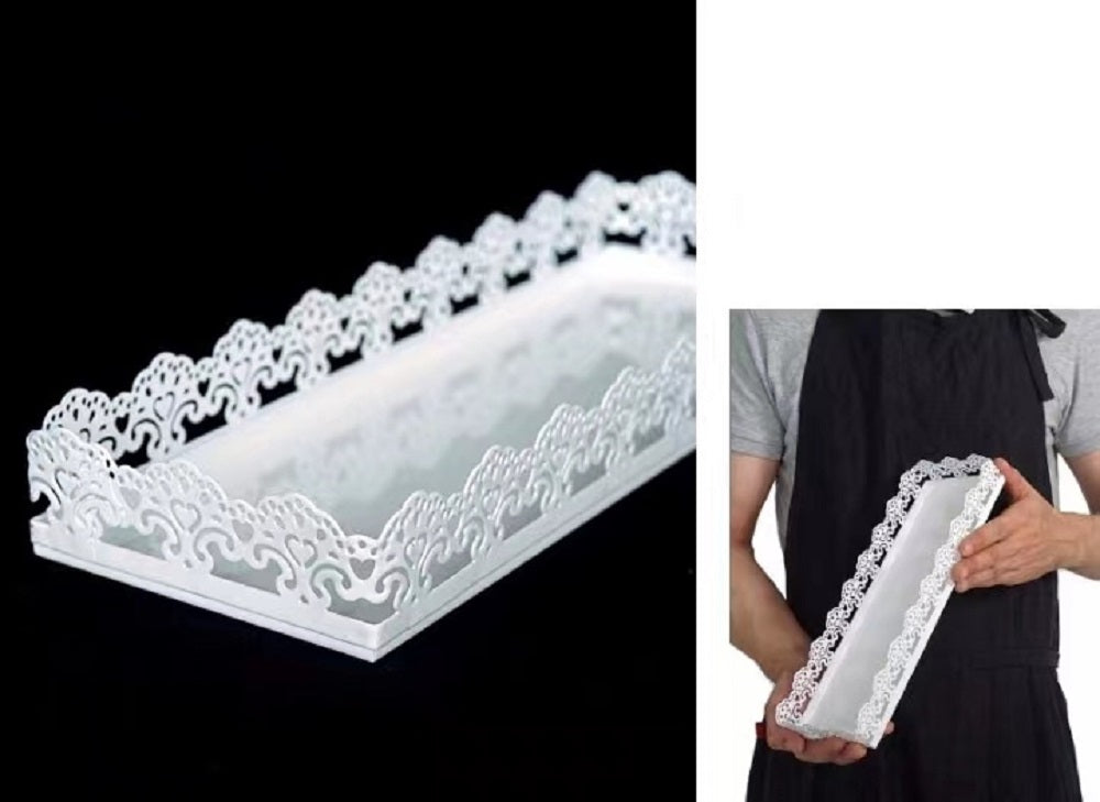 Coat Racks: Decorative Rectangle Metal Tray White 30cm