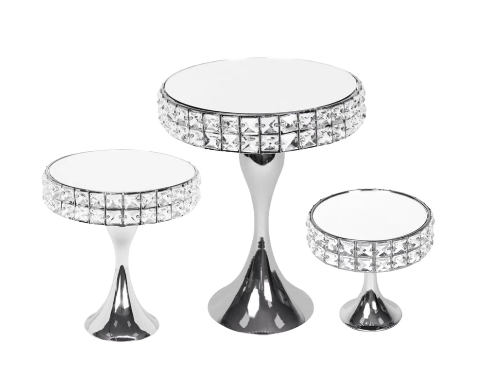 Kitchen & Bathroom DIY: Set 3 Diamond Style Mirror Cake Stand 39cm