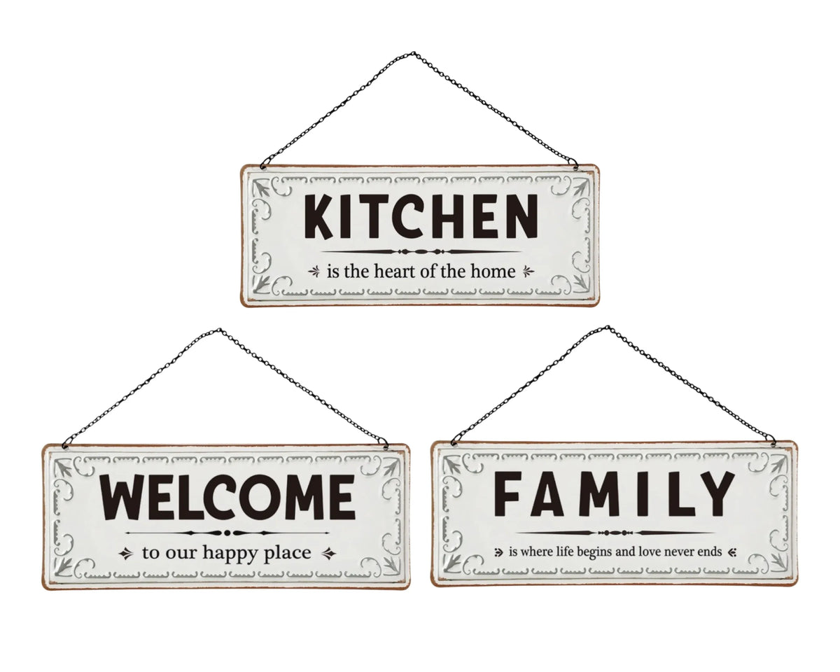 Metal Wall Hanging Home Deco 37.2x14.2cm 3 Asst