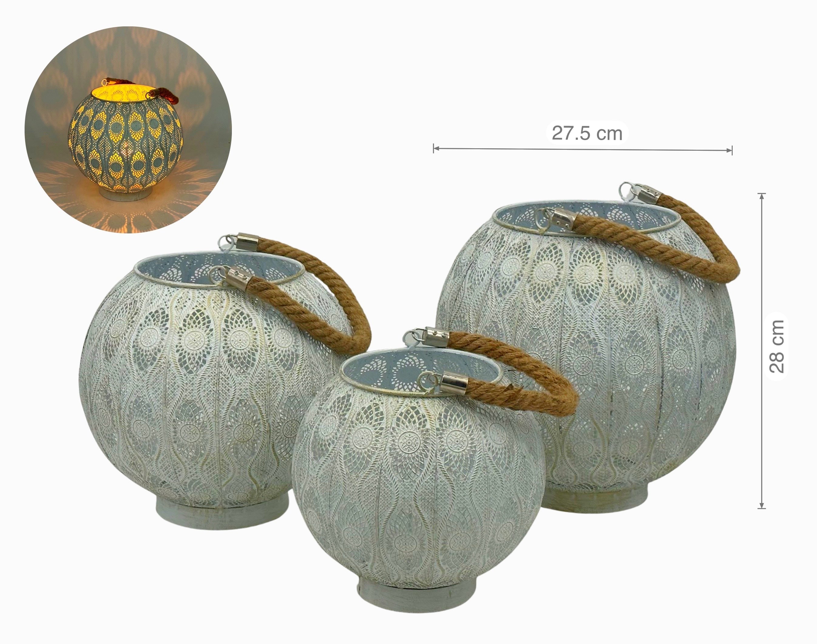 Facial Lotions & Moisturisers: White Wash Moroccan Lantern 28cm