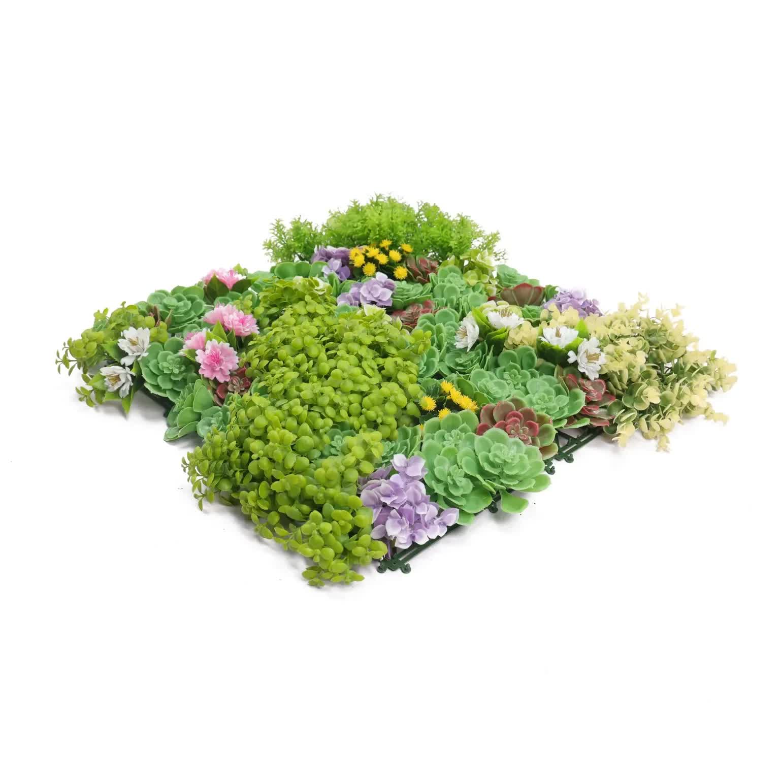 Artificial Dense Succulent Green Wall / Vertical Garden Panel 50cm x 50cm UV Resistant