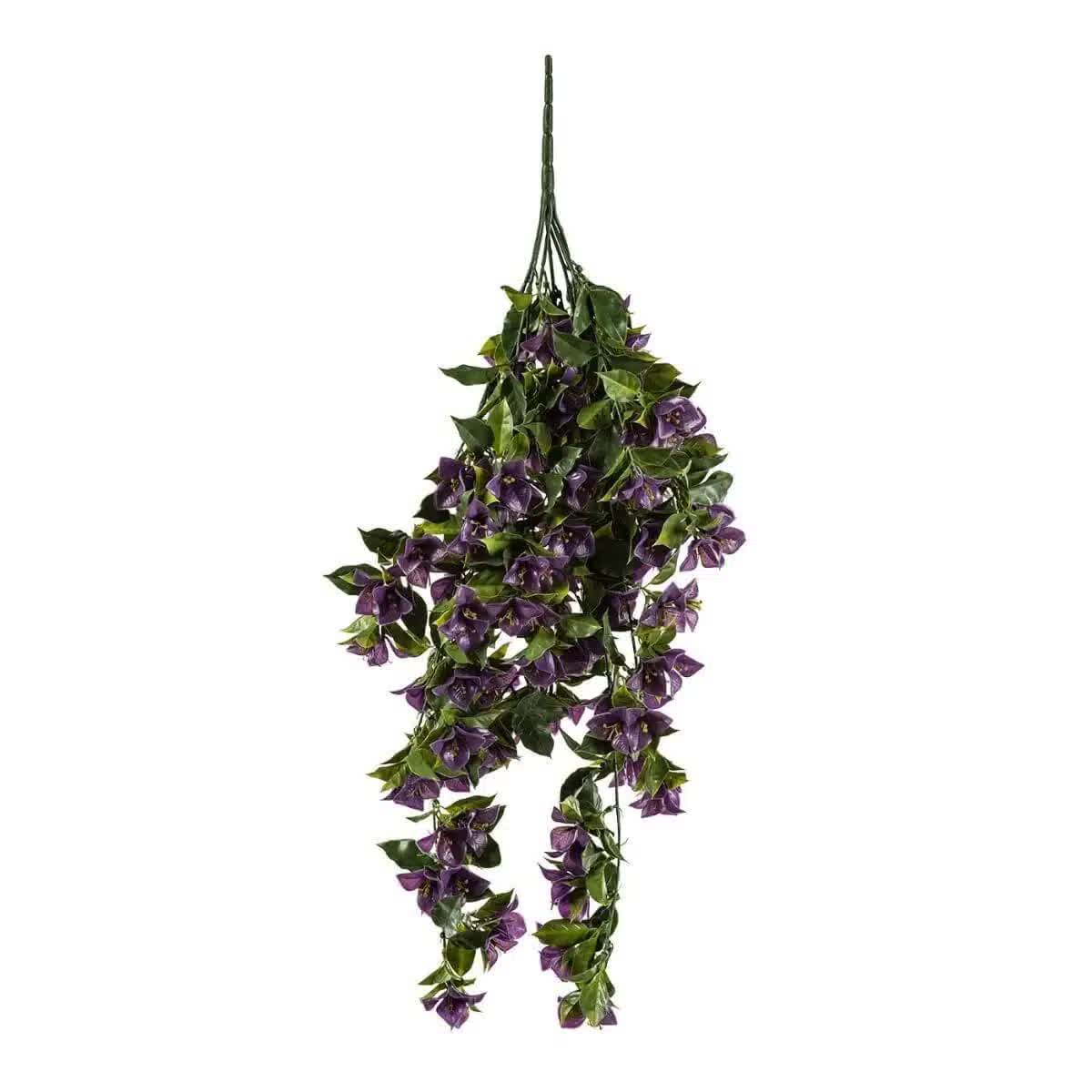 Artificial Hanging Plants: Hanging Artificial Bougainvillea Plant Purple UV Resistant 90cm
