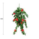 Artificial Hanging Plants: Hanging Red Rose Stem UV Resistant 85cm