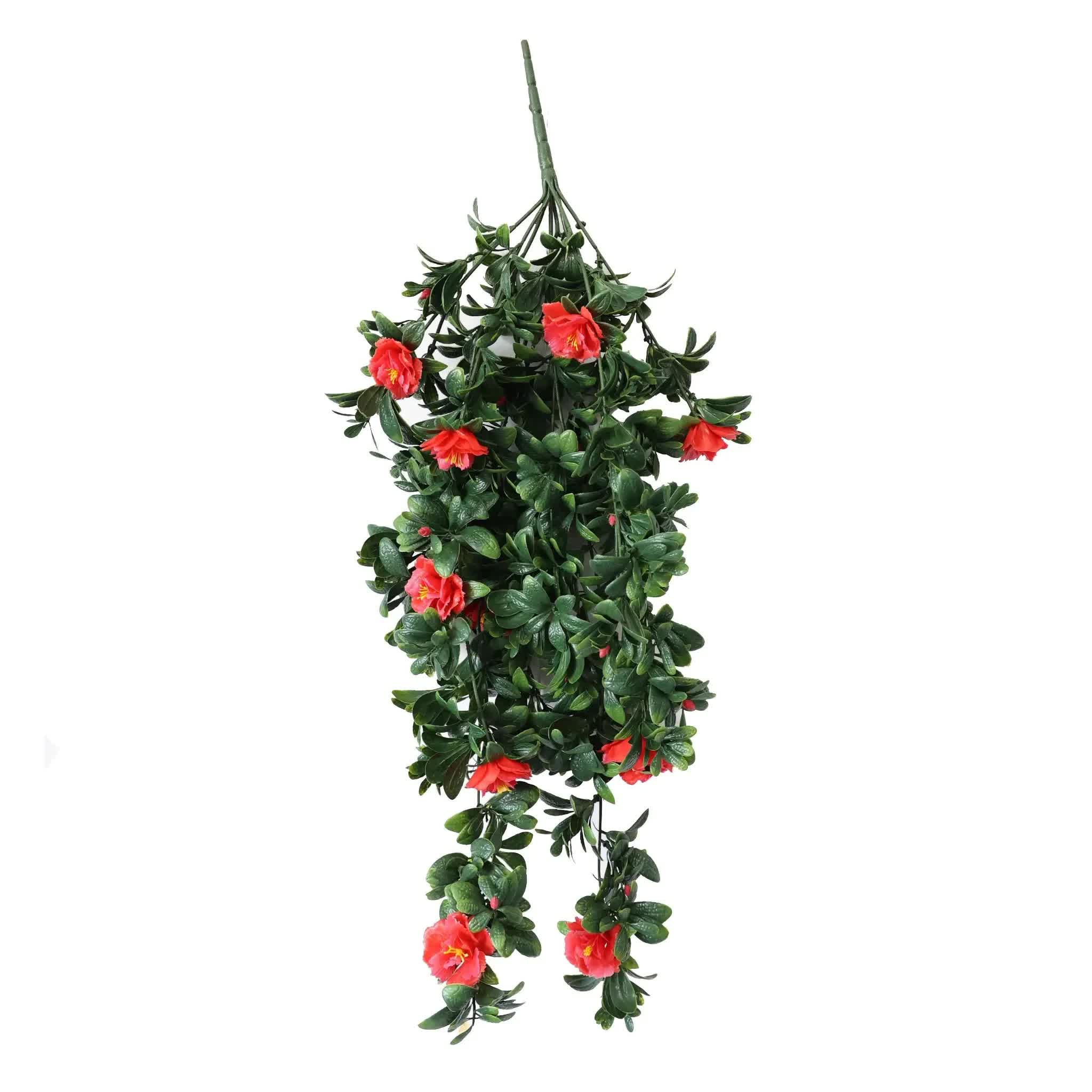 Artificial Hanging Plants: Hanging Red Rose Stem UV Resistant 85cm
