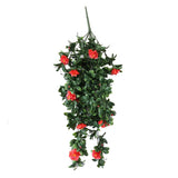 Artificial Hanging Plants: Hanging Red Rose Stem UV Resistant 85cm