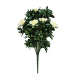 Party Supplies: Premium Artificial White Rose Bunch UV Resistant 45cm
