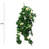 Artificial Hanging Plants: Hanging White Rose Stem UV Resistant 85cm
