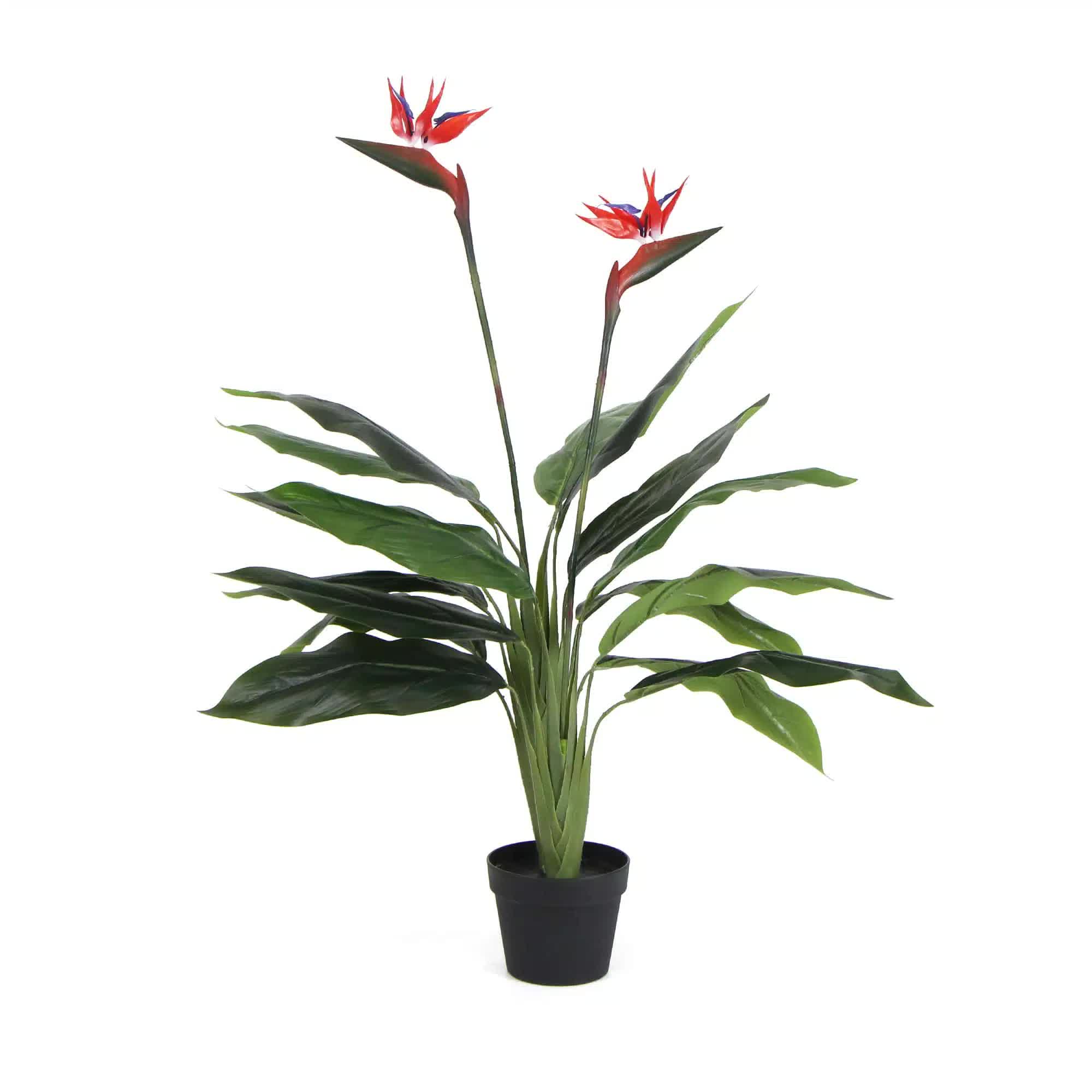 Wellness Accessories: Artificial Bird of Paradise Plant 110cm (Red Flowers)