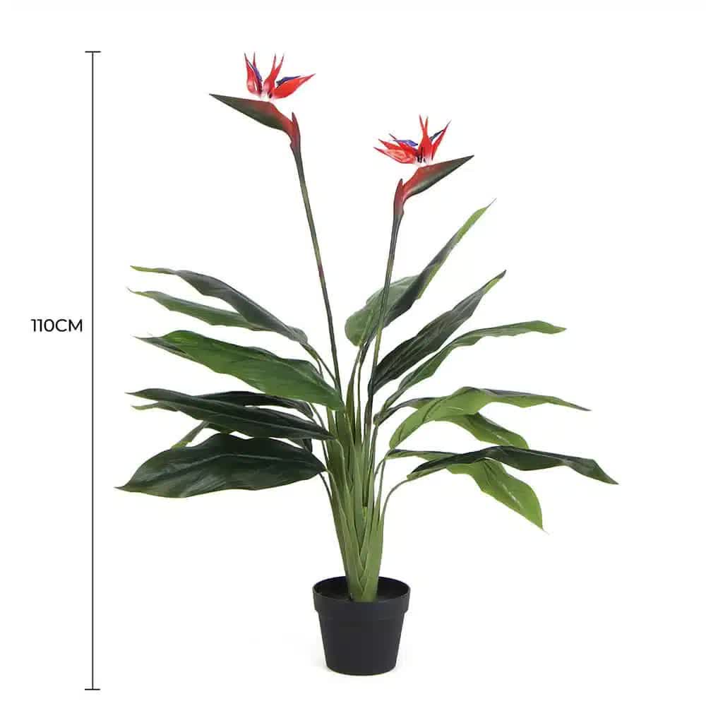 Wellness Accessories: Artificial Bird of Paradise Plant 110cm (Red Flowers)