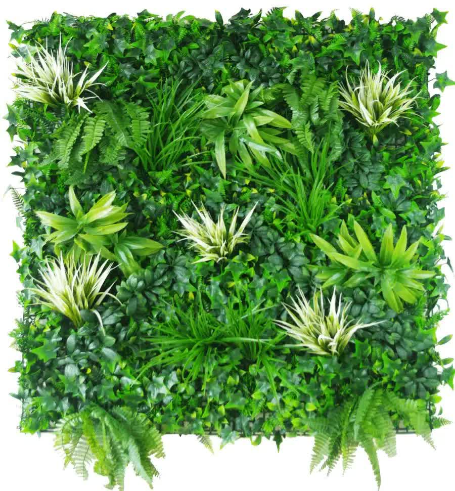 Artificial Wall Plants: White Grassy Greenery Vertical Garden / Green Wall UV Resistant 100cm x 100cm