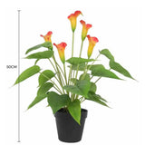 Wellness Accessories: Artificial Flowering White & Orange Peace Lily / Calla Lily Plant 50cm