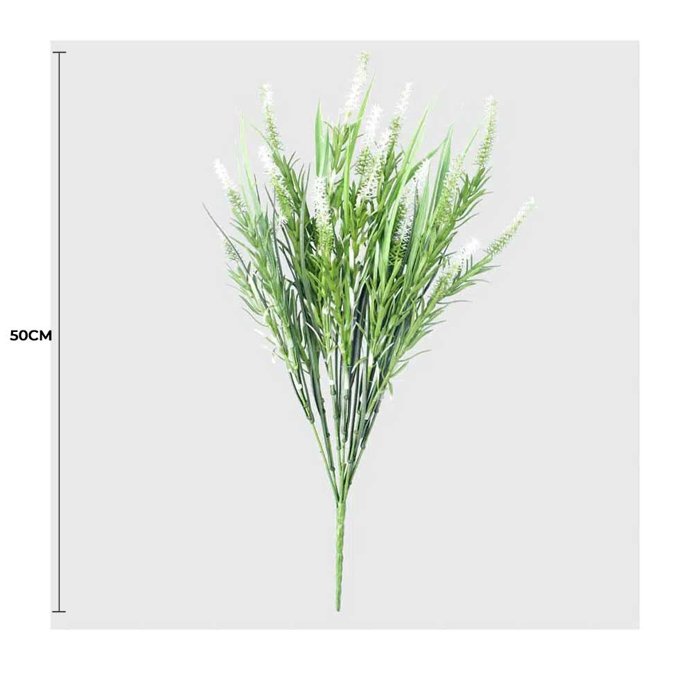 Artificial Hanging Plants: Long Artificial Lavender Stem (White) 50cm UV Resistant