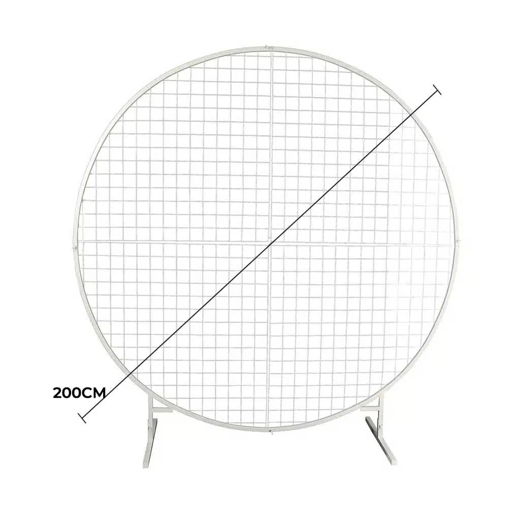 Garden Ornaments: Sturdy Circular Flower Wall / Event Stand 200cm Diameter (White Frame)