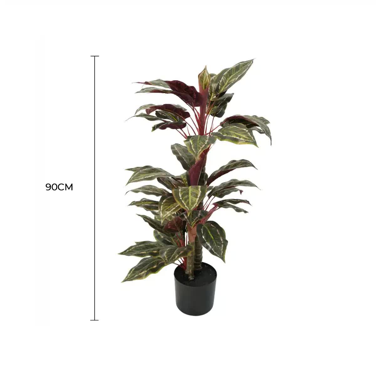 Artificial Hanging Plants: Artificial Wide Leaf Cordyline Plant 90cm