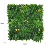 Artificial Wall Plants: Yellow Rose Vertical Garden / Green Wall UV Resistant 100cm x 100cm