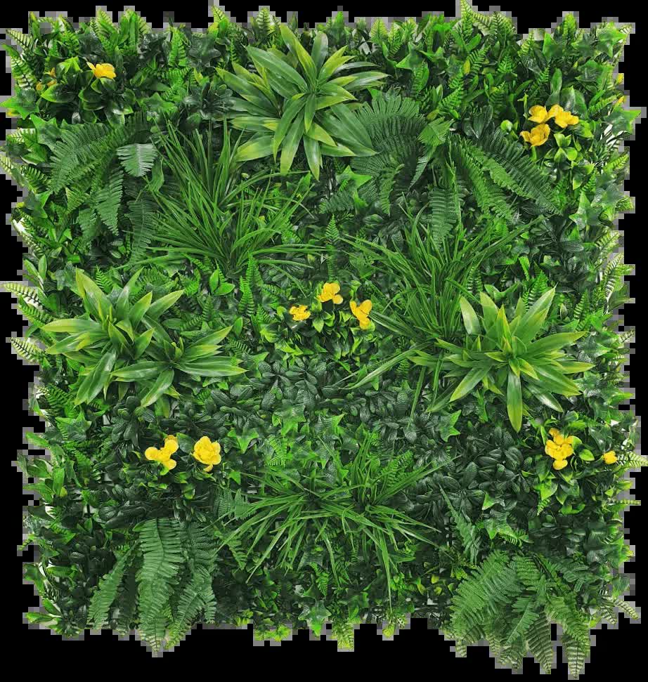 Artificial Hanging Plants: Yellow Rose Vertical Garden / Green Wall UV Resistant Sample
