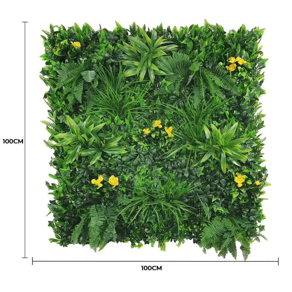 Artificial Hanging Plants: Yellow Rose Vertical Garden / Green Wall UV Resistant Sample