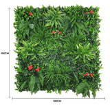 Garden Ornaments: Elegant Red Rose Vertical Garden / Green Wall UV Resistant 100cm x 100cm