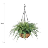 Artificial Hanging Plants: Artificial Potted Fern Hanging Basket (Fresh Green) UV Resistant 55cm