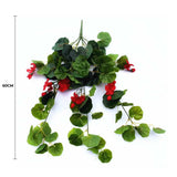 Wellness Accessories: Artificial Geranium Hanging Bush with Red Flowers 60cm