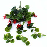 Wellness Accessories: Artificial Geranium Hanging Bush with Red Flowers 60cm