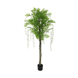 Wellness Accessories: Flowering Artificial Wisteria with White Flowers 180cm