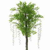 Wellness Accessories: Flowering Artificial Wisteria with White Flowers 180cm