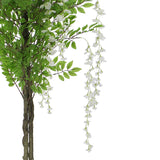 Wellness Accessories: Flowering Artificial Wisteria with White Flowers 180cm