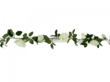 Christmas Wreaths & Garlands: Flowering White Artificial Rose Garland 190cm