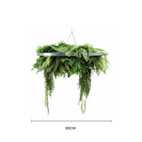 Artificial Hanging Plants: Silver Artificial Hanging Green Wall Disc 80cm UV Resistant Foliage