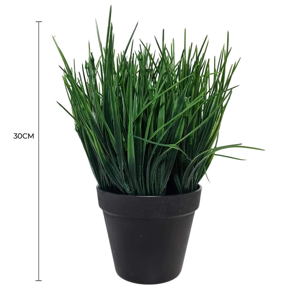 Artificial Trees: Potted Ornamental Artificial Mondo Dense Green Grass UV Resistant 30cm