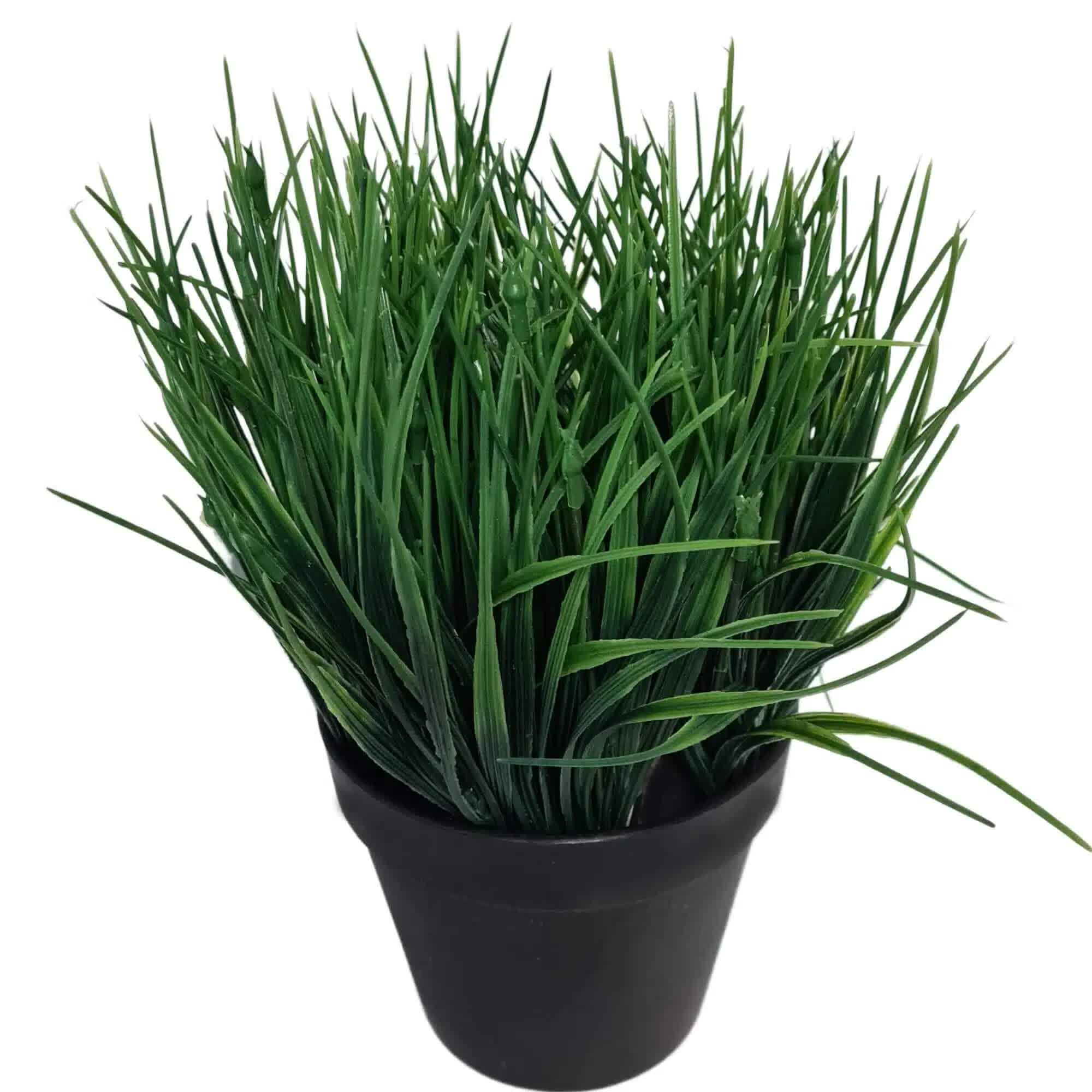 Artificial Trees: Potted Ornamental Artificial Mondo Dense Green Grass UV Resistant 30cm