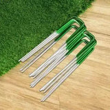 Artificial Grass: Artificial Grass Roll Pegs / Fake Grass Galvanized Metal Pegs with Green Top 100 Pieces