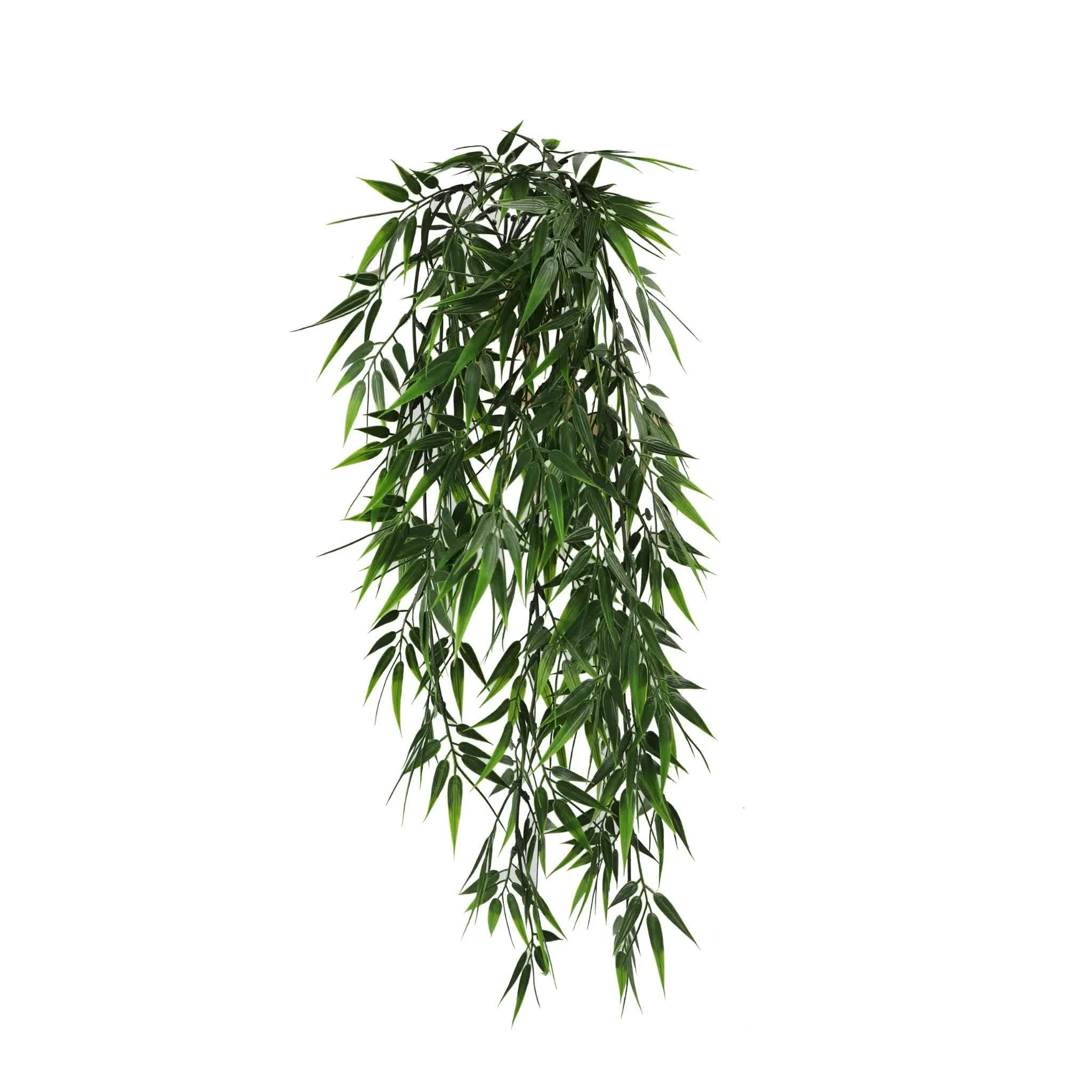 Artificial Hanging Dark Green Hanging Bamboo Leaf Garland Bush UV Resistant and Fire Rated 17cm x 76cm
