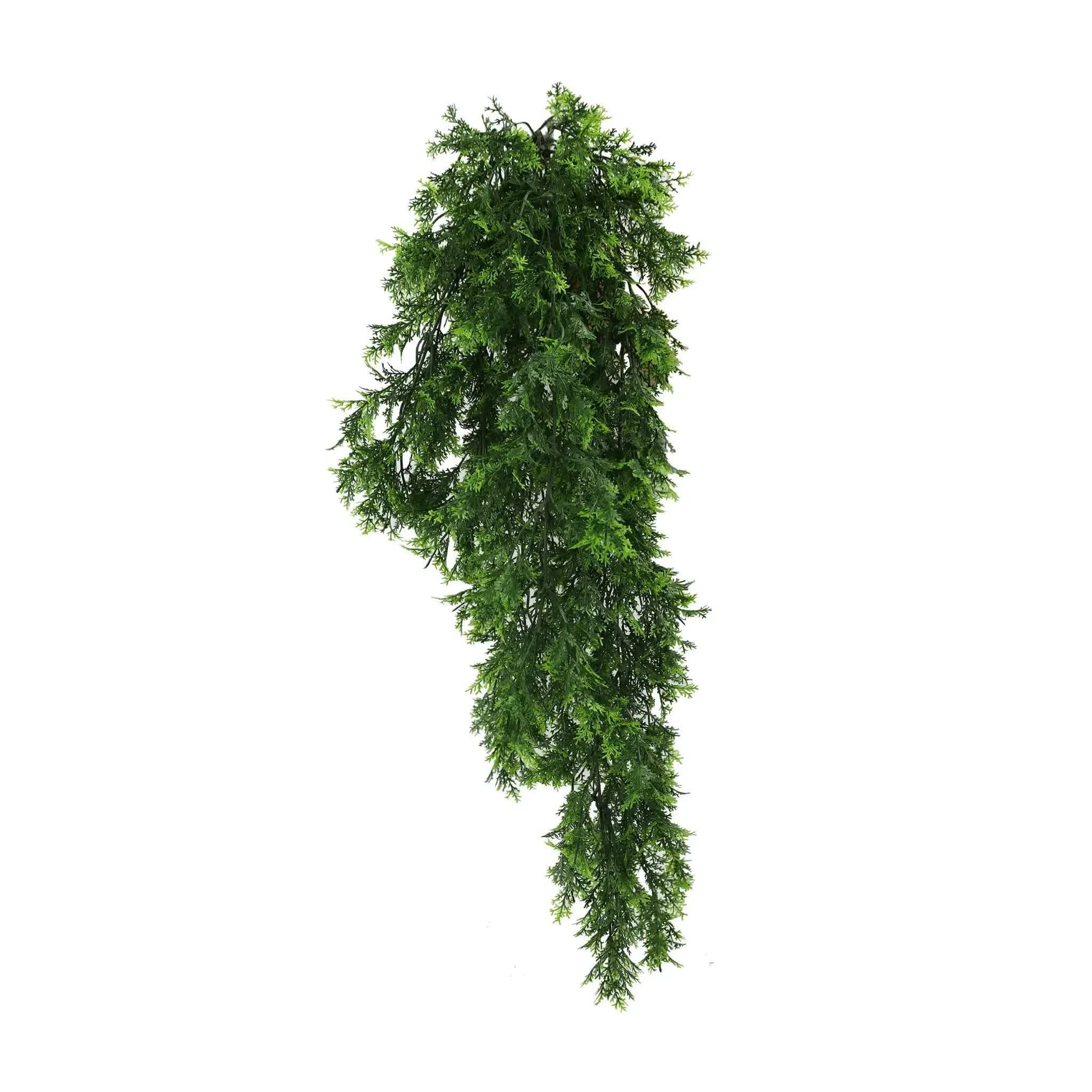 Artificial Hanging Plants: Artificial Mossy Hanging Cedar Vine Garland Bush UV Resistant and Fire Rated 22cm x 76cm