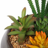 Artificial Potted Plants: Potted Artificial Succulents with Round Decorative Bowl 19cm