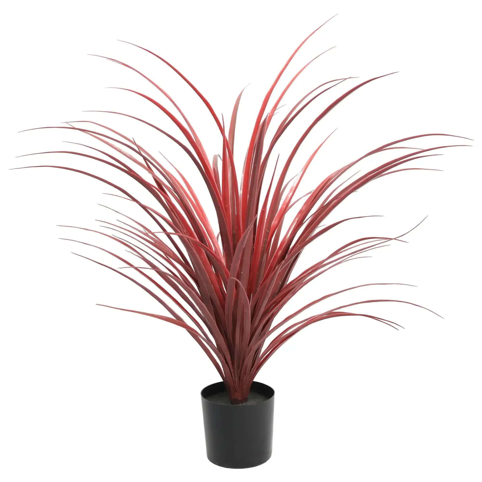Artificial Trees: Burgundy Potted Artificial Long Grass (Yucca Grass) 75cm UV Resistant
