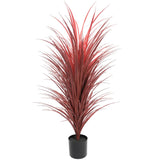 Artificial Trees: Burgundy Potted Artificial Long Grass (Yucca Grass) 115cm UV Resistant