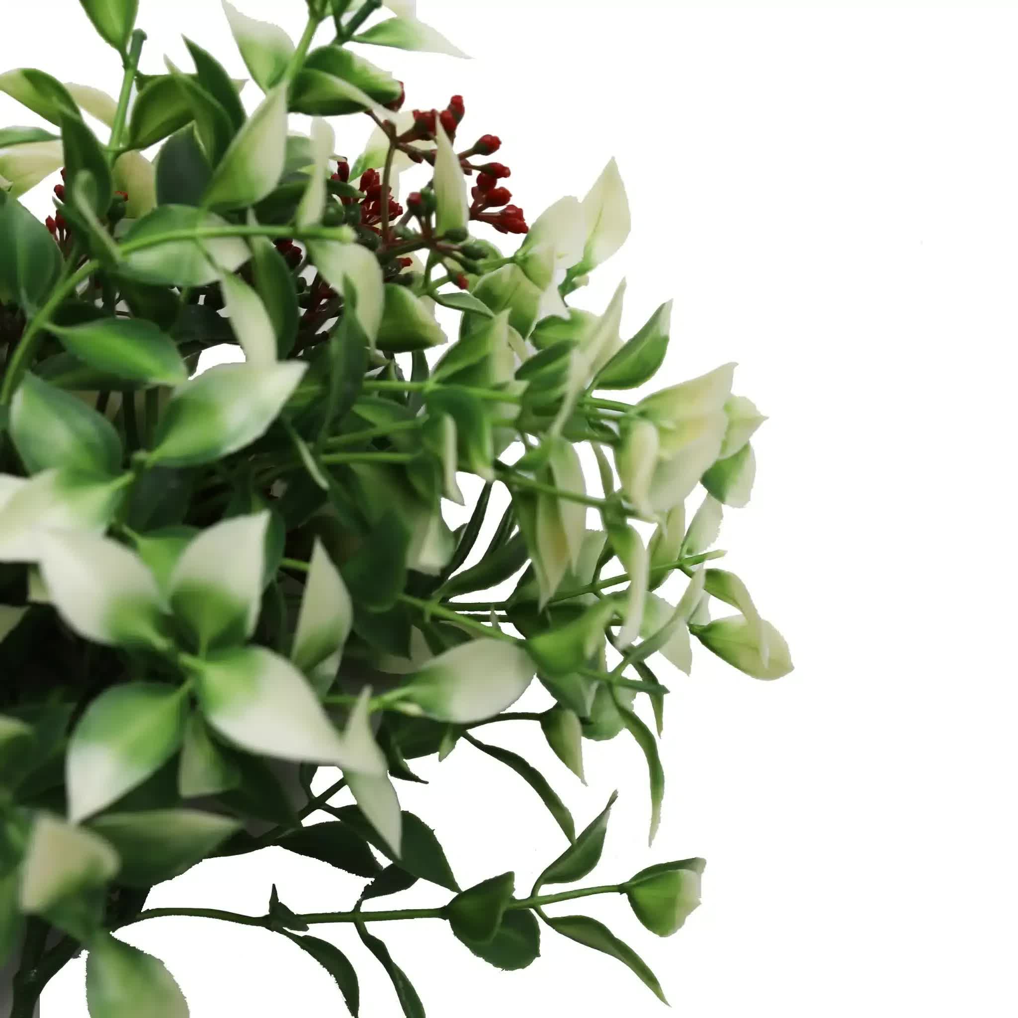 Artificial Hanging Plants: Artificial Flowering Holly Plant Stem UV Resistant 26cm