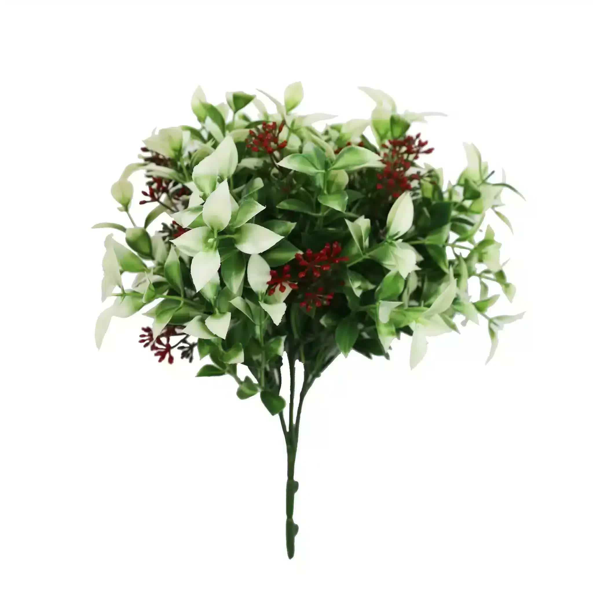 Artificial Hanging Plants: Artificial Flowering Holly Plant Stem UV Resistant 26cm